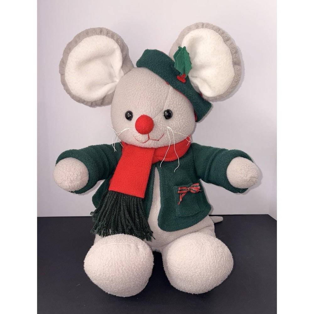 Vintage Commonwealth Christmas Holiday MOUSE 19" Plush STUFFED ANIMAL TOY